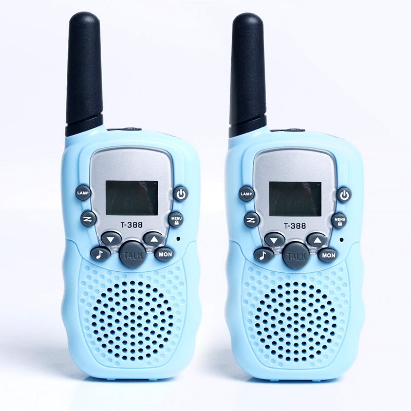 2 Pcs Mini Walkie Talkie Kids Toys T-388 0.5W 22CH LCD Display UHF Frequency Portable Two Way Radio Intercom Birthday: 2PCS Black Blue