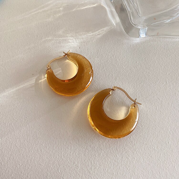 Huanzhi brincos de argola em resina transparente, brincos coloridos de acrílico para mulheres, joias de festa de viagem, 2021: B