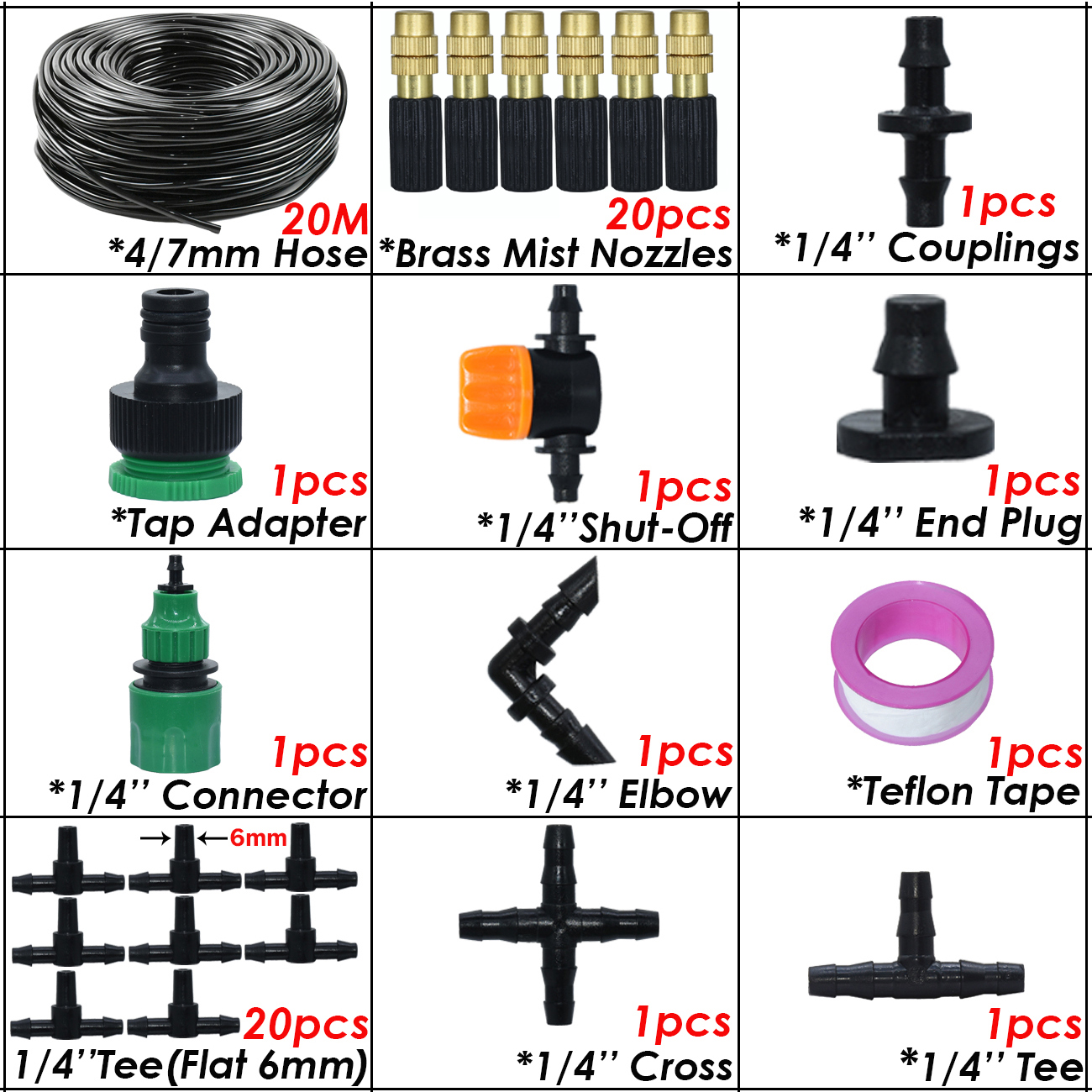 SPRYCLE 5-50m Gewächshaus Garten 1/4 "Schlauch Automatische Mikro Bewässerung Bausatz Tropf Bewässerung System Einstellbar Durcheinander Zerstäubung düse: Lavendel