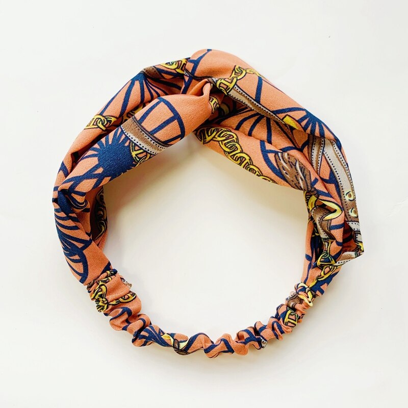 Retro hårband handknuten korstryck hår skadar inte håret direkt från fabriken