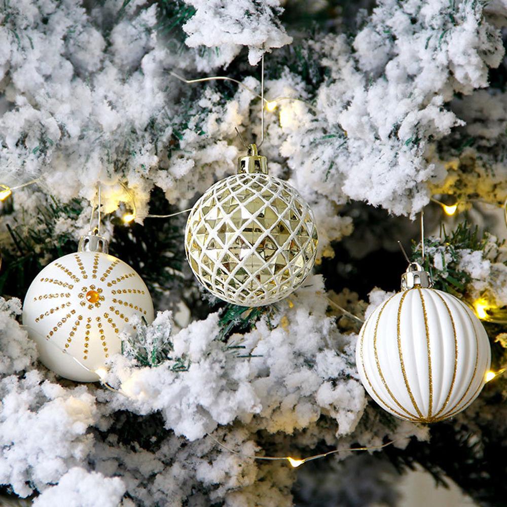 24 stk hvidguld blandet juletræ dekoration jul bolde fest vindue hjem furn jul hængende bold ornament decorati
