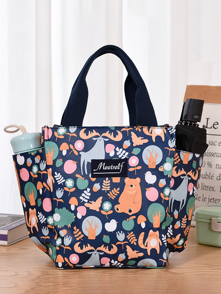 Pracownicy biurowi wychodzą z ryżową torbą na lunch termiczna torba bento modna torba płócienna torba do noszenia w ręku torba dla mamy: SZARY