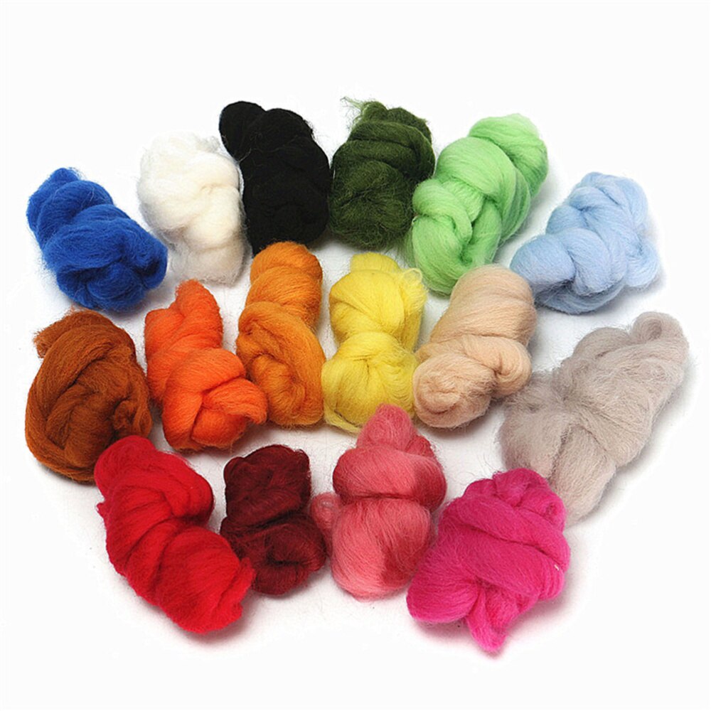 36 kleuren wollen rovingvezels wollen garen roving voor naaldvilten hand spinnen diy