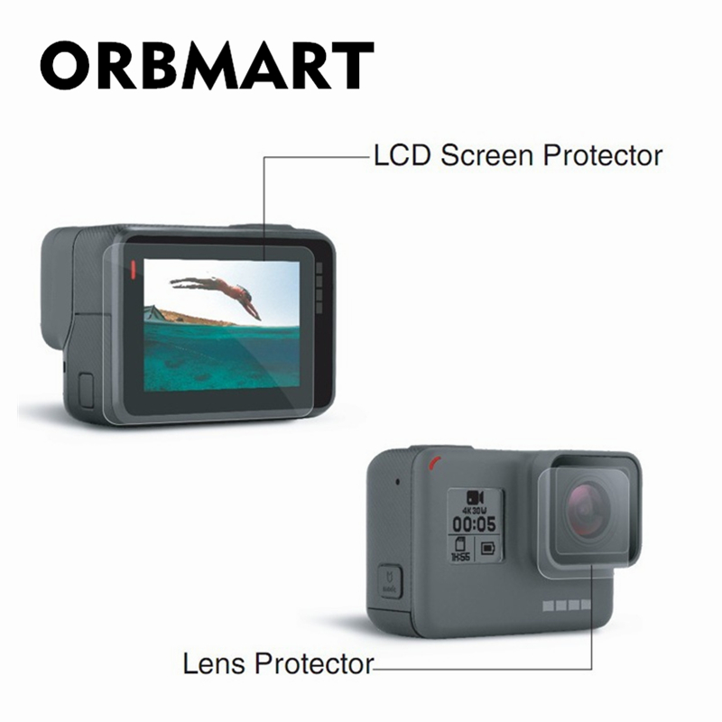 ORBMART Lens and Screen Protector Film For Gopro Hero 5 6 7 black
