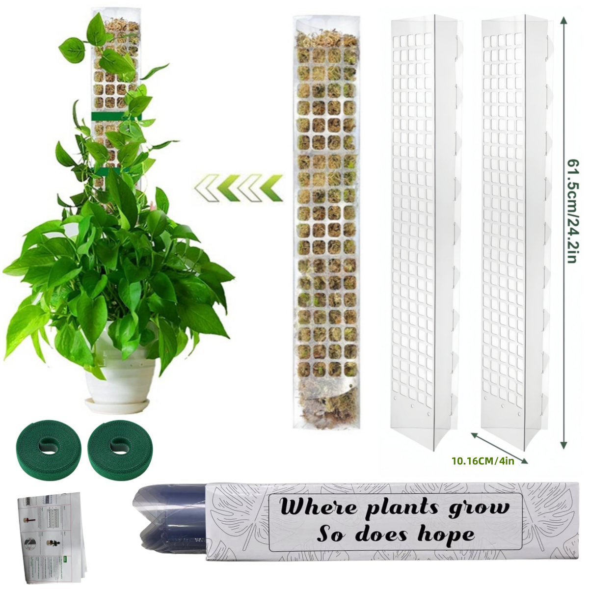 Mosstokken Planten Plastic Transparant Semi-cilindrische Veenmosstokken Holle zelfwater gevende steunstok voor klimplant