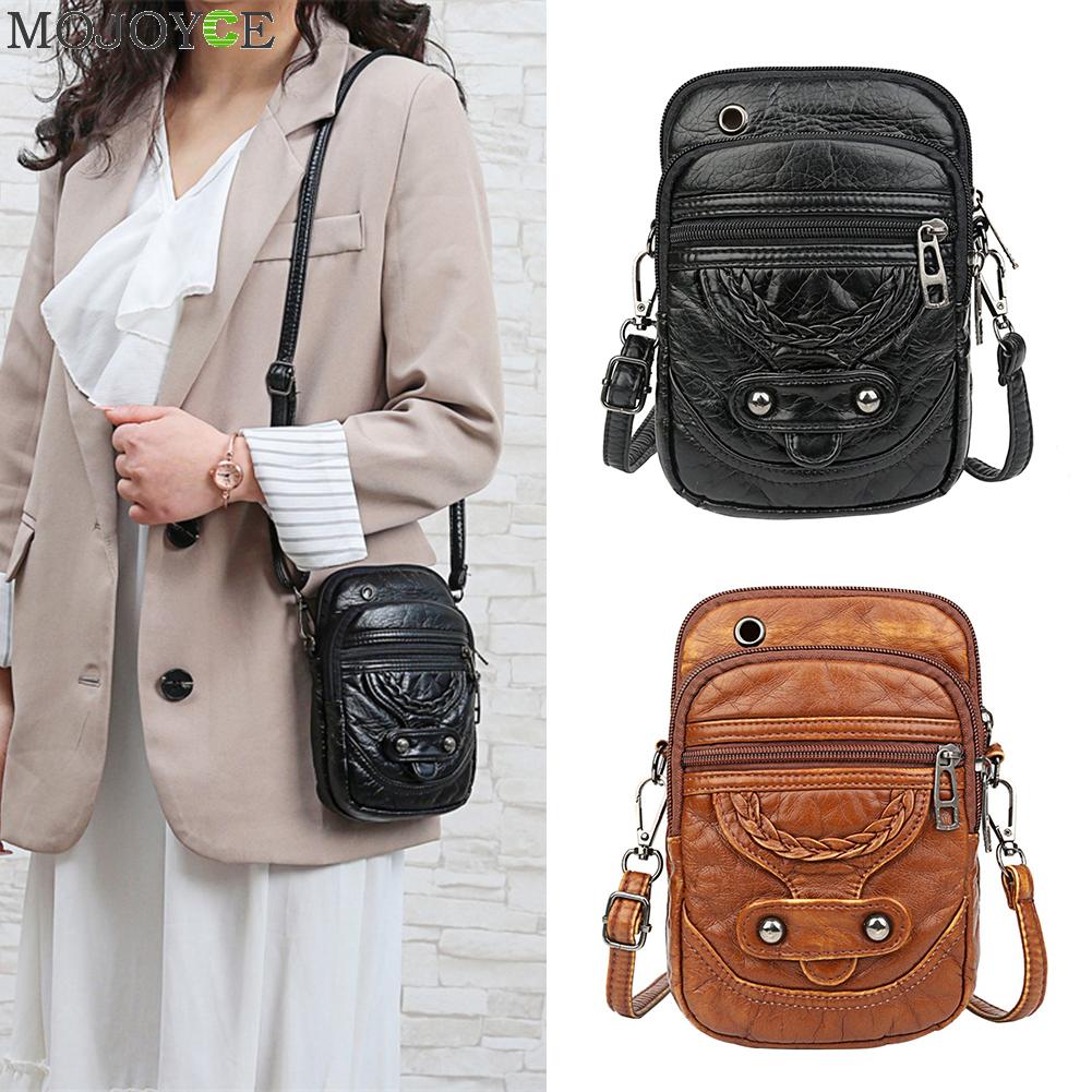 Retro PU Leather Shoulder Bag Women Solid Color Purse Ladies Travel Phone Pouch Classic Crossbody Shoulder Bag