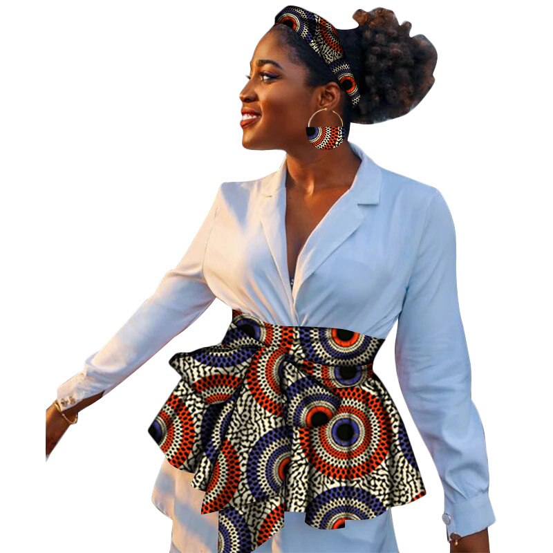 Cinturón de cintura alta de estilo africano para mujer, ropa india, Vintage, flor, línea A, asimétrico: 4