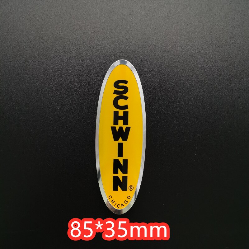2x SCHWINN vintage classic Bike Head Badge Aluminum Decals Stickers For MTB BMX Folding Bicycle Frame Cycling Accessories emble: Yellow