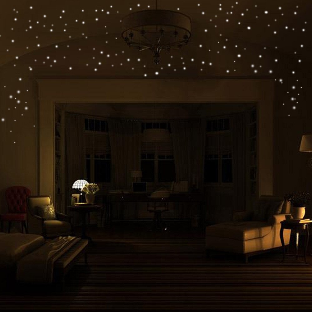 Autocollants muraux lueur dans l'étoile noire | 407 pièces, décor lumineux à points ronds, pour chambre d'enfant, offre spéciale