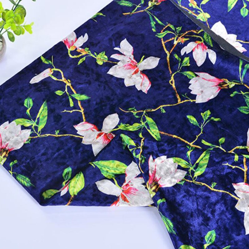 Velvet Dress Print Fabric Cloth Gorgeous Fabric Velvet Pajamas Dress Clothes Glossy Soft Velvet Home Textile Curtain: 1 / 1 yard