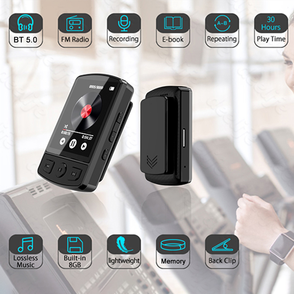 Lettore Mp3 con schermo digitale BT5.0 con altoparlante lettore portatile per studenti con suono senza perdita Design portatile, registrazione ad alta trasparenza