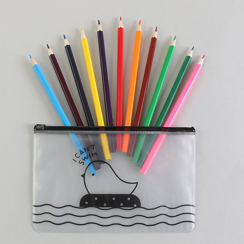 1 Pieces Korea School Stationery Lovely Cute Kawaii PVC Envelope Transparent Bag Chicken Translucent Folder Pencil Case