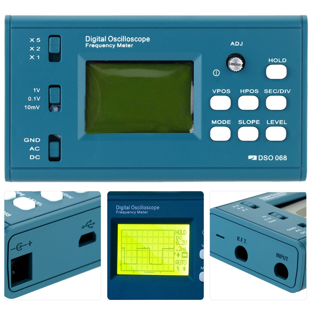 DSO 20MSa/s 3MHz Oscilloscope LCD Digital Storage Frequency Meter BNC Probe USB Interface Oscilloscope DSO068 Kit