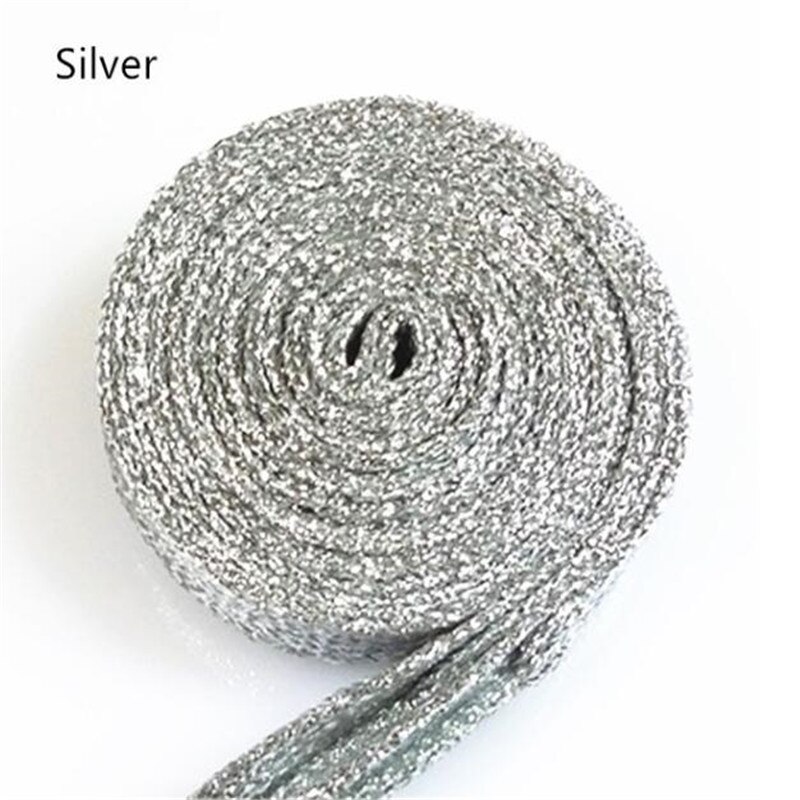 Cordones brillantes para zapatos, color dorado y plateado, 110cm, 1 par: Plata