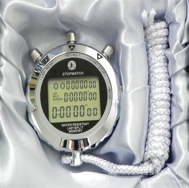 Metalen Digitale Timer Sport Stopwatch Waterbestendig Memory Teller Antimagnetic Chronograaf Modieuze Waterdichte Timer