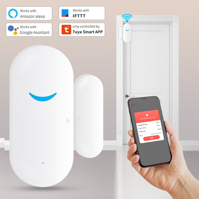 Tuya Smart Wifi Deur Sensor Deur Open/Gesloten Detectoren Raam Sensor App Kennisgeving Alert Alarm Ondersteuning Alexa Google Thuis