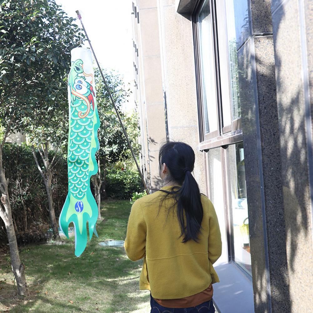 Drakemönster tyg vindstrumpa färgglad vindsocka karp hopfällbar utomhus rik färg drake vindflagga för veranda fiskflagga