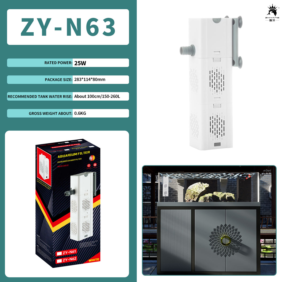 Zuurstof Lucht aquarium filter Aquarium Filter pomp Aquarium Pomp 110V 220V waterpomp aquarium DIY doos Spons bacteriën bal ring: S / green