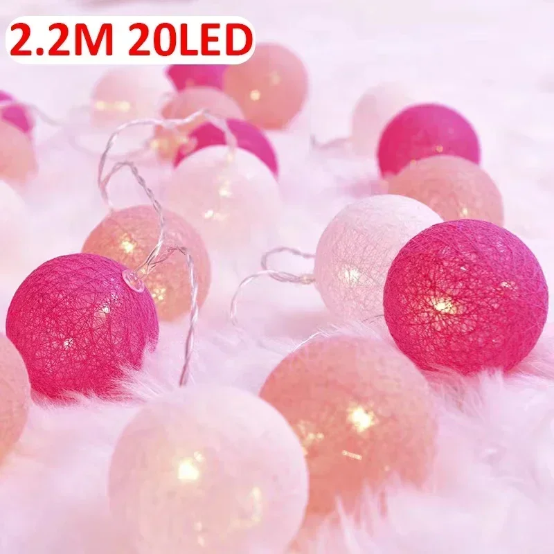 LED-Baumwollkugeln, Lichterkette, Laterne, batteriebetrieben oder USB-betrieben, für Hochzeit, Zuhause, Party, Ornament, Beleuchtung, Stacheln, Weihnachtsdekoration: Weiß / 300w