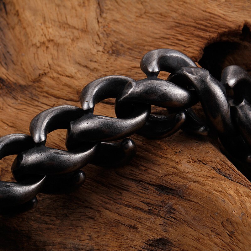 Vintage 15Mm Dikke Zwarte Roestvrij Stalen Armband Voor Mannen Mode Mannen Chain Link Armbanden En Armbanden Sieraden Voor Hem