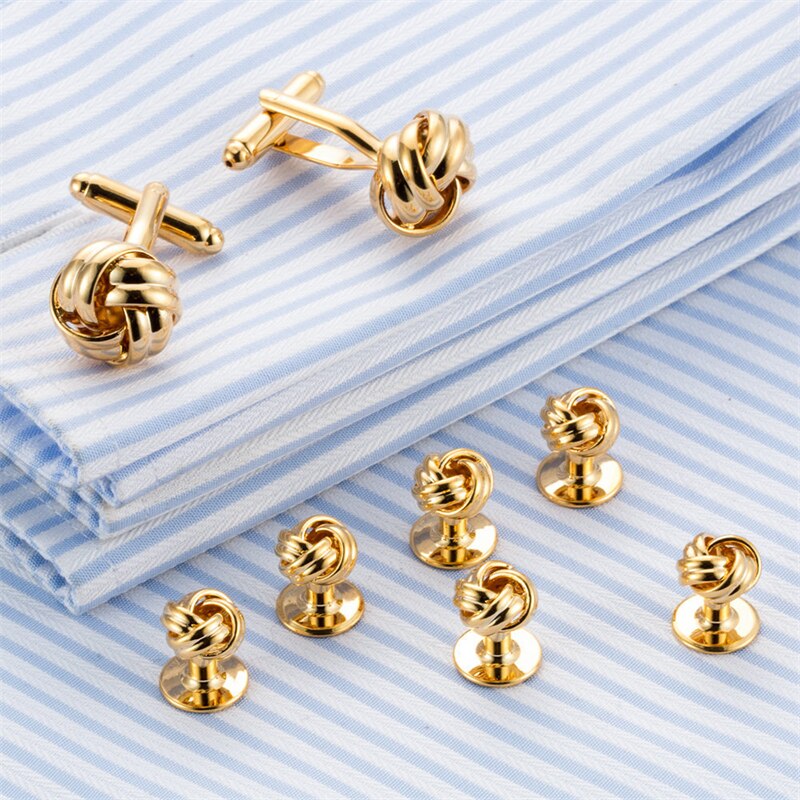 8 Stks/set Twist Manchetknopen Voor Mens Tuxedo Gesp Overhemd Stud Knop Knopen Goud Manchetknopen Sieraden Z436: 8 pcs