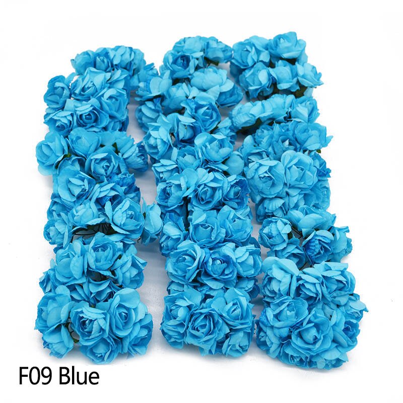 3cm 72PCS Artificial Flowers Paper Flower Head Bouquet DIY Craft Wreath Scrapbooking Flower Wedding Decoration Party Supplies: F09 Blue