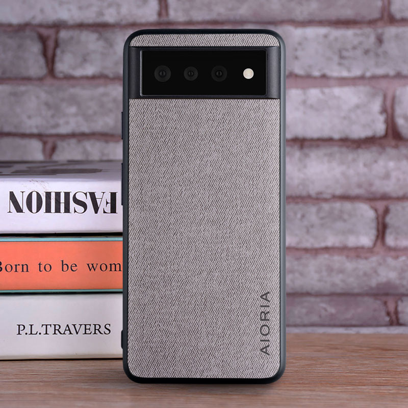 Case voor Google Pixel 6 Pro 6A coque Luxe textiel Lederen huid zachte TPU harde telefoon cover voor google pixel 6 case: Leer / Zilver