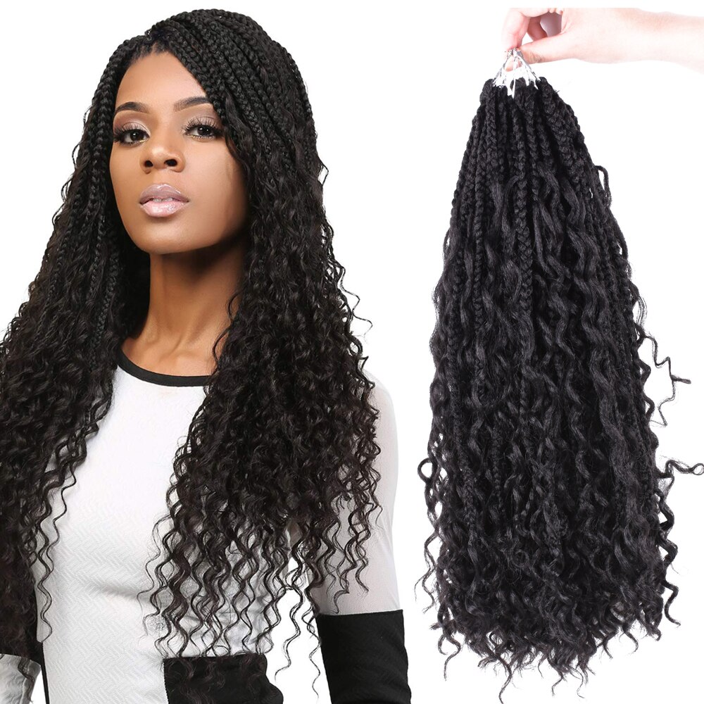 Messy Goddess Box Braids Hair Crochet Braid Hair With Curls End Synthetic Ombre  Braiding Hair Extensions 22inch 24Strands
