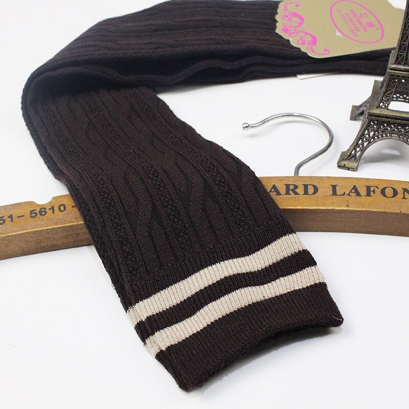 socks for girl Knee length Stockings in autumn and winter Warm knitted socks Hemp pattern pile stockings High socks TSLM1: 06