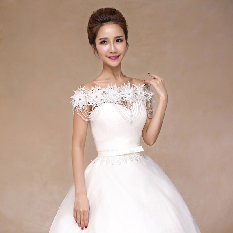 Women Wedding Off Shoulder Shawl Wrap Floral Beading Tassels Decorative Shrug