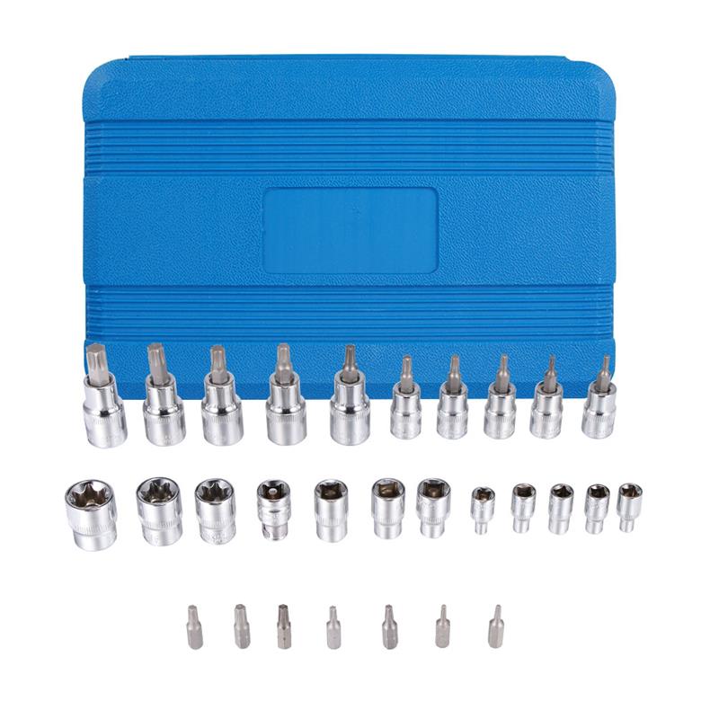 30pcs Blue Chrome Vanadium Steel Socket Kit Made Of High Chrome Vanadium Steel Material, Sturdy And Durable, Owing High Strength