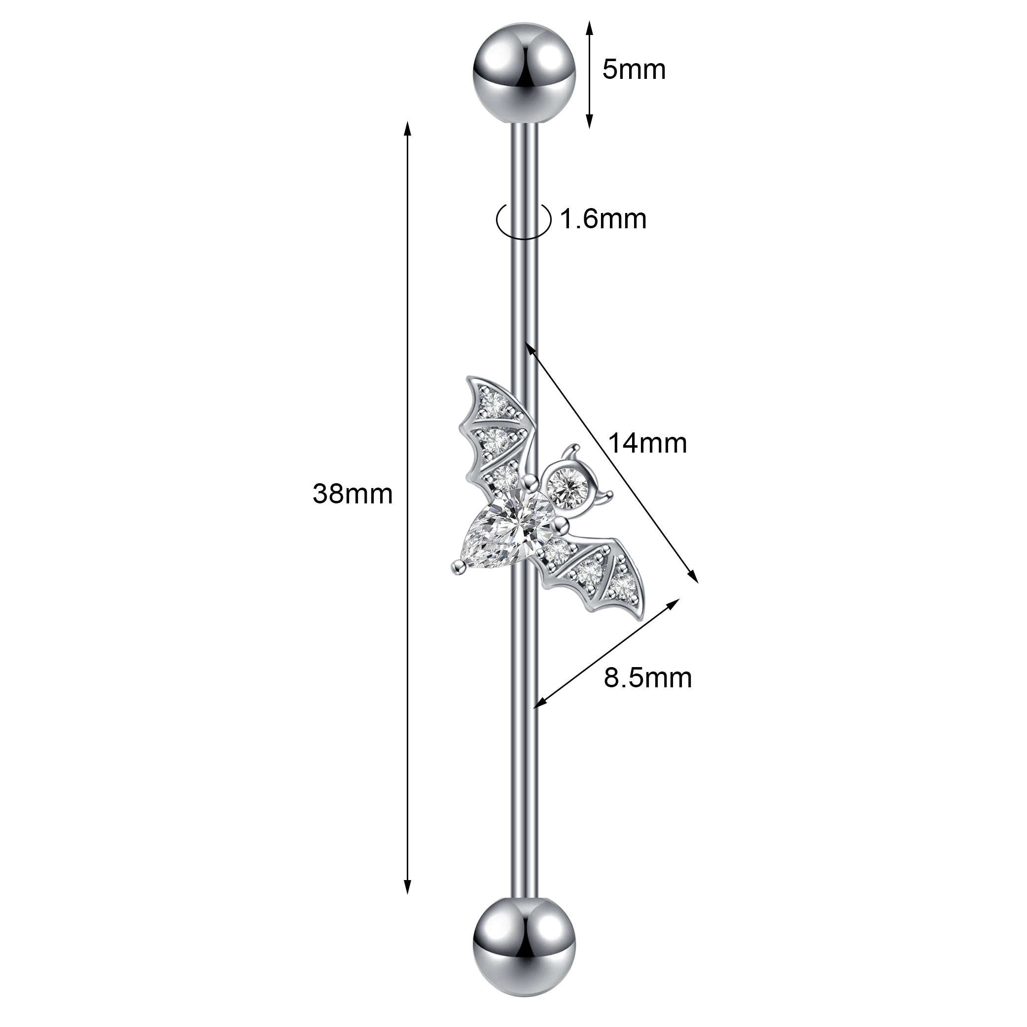 Aoedej piercing industrial brinco feminino hélice de aço inoxidável orelha piercing dragão cobra longo brinco jóias barbell: 00055SR