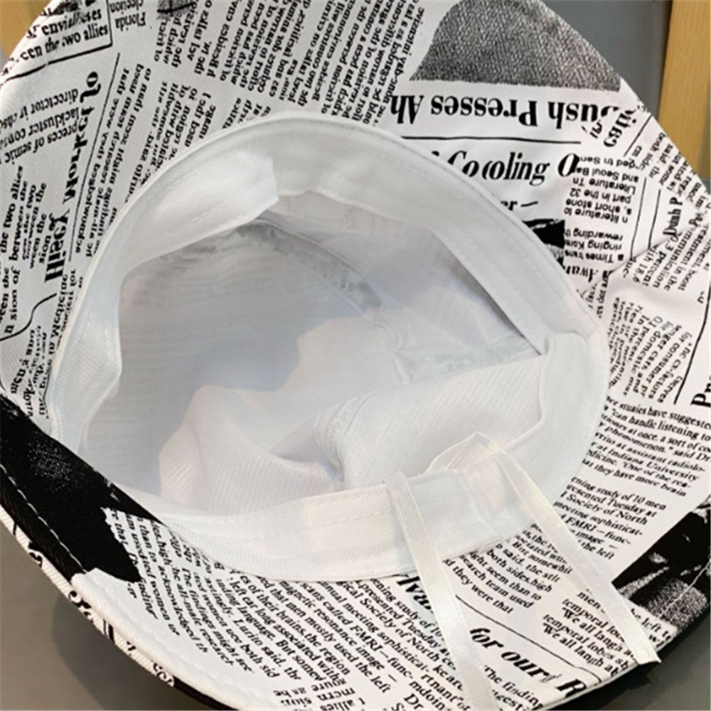 Printed Newspaper Basin Hat Summer Letter Hat Female Bucket Hat Street Personality Graffiti Fisherman Hat