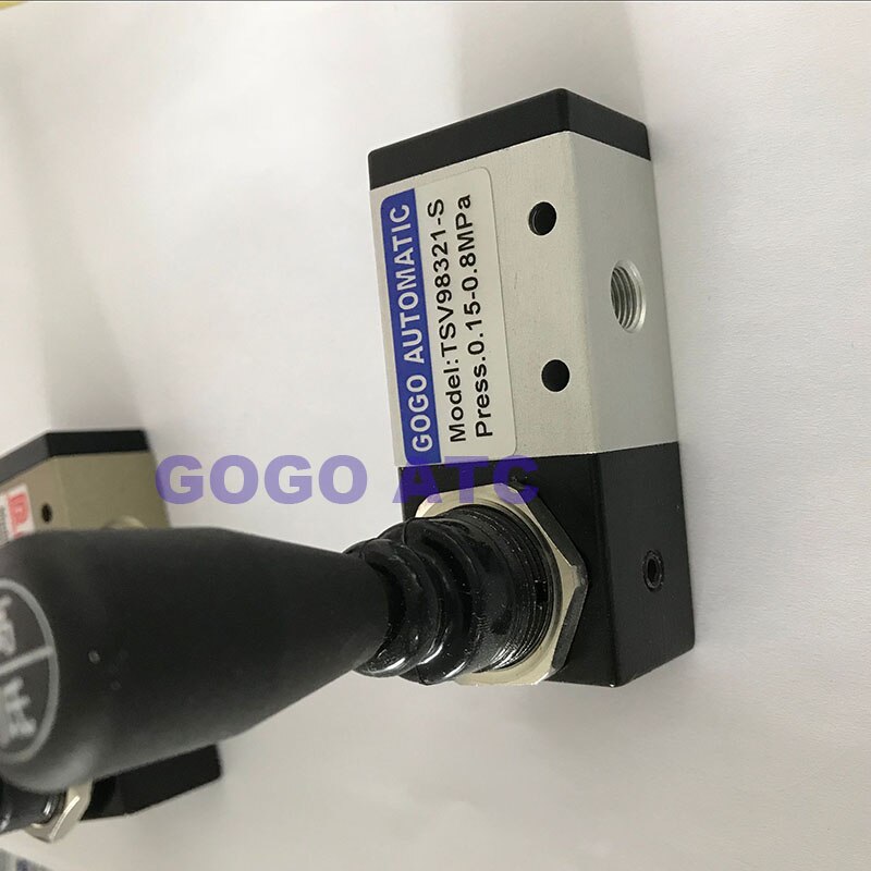 2 position 3 way Pneumatic hand control valve 1/4 1/8 BSP 98321/TSV98322-S/M spring loaded return Mechanical lock Manual valve