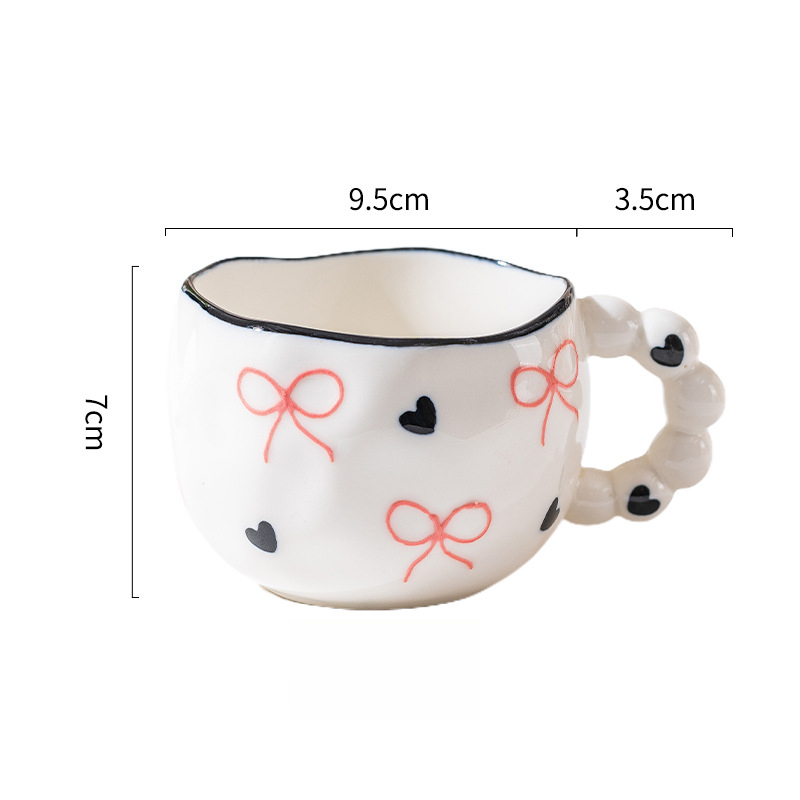 Urocze ceramiczne kubki z wzorem chmur i serc, filiżanki robić kawy, kubki robić herbaty mlecznej z kwiatami, naczynia robić napojów 250 ml, kuchnia: Brązowy