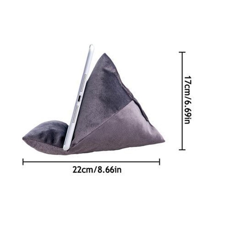 Soporte de almohada para teléfono, cojín portátil de terciopelo para tableta: Gris claro