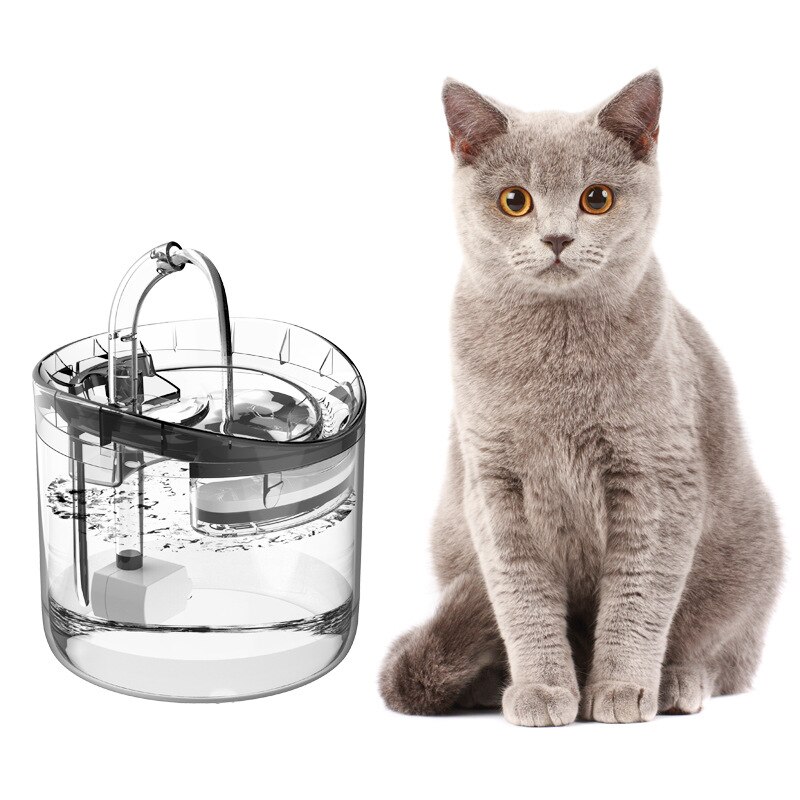 2L fuente de agua automática para gato con grifo dosificador de agua para perro bebedero para mascotas transparente bebedero 2 filtros, Sensor de movimiento