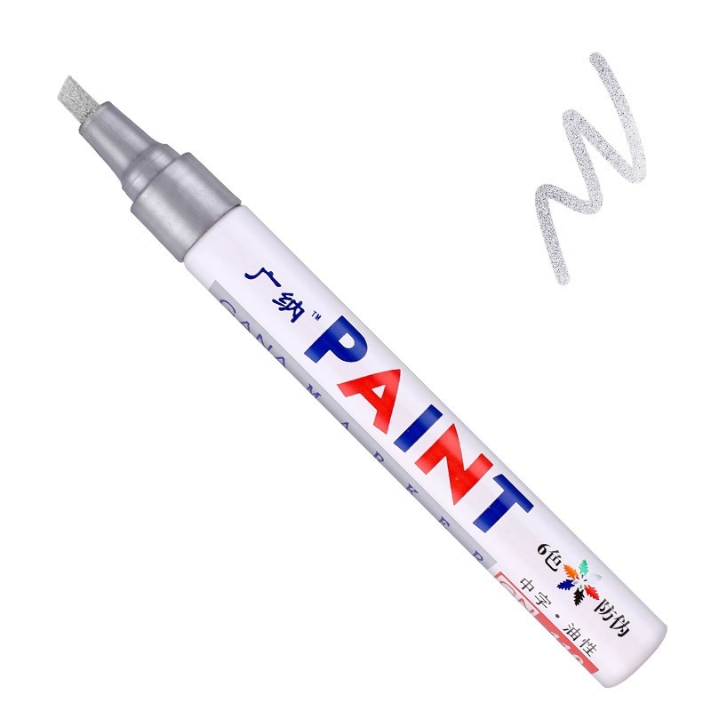 Rotulador de pintura de punta plana de colores, Graffiti, banda de rodadura de neumático de coche, CD, Metal, madera, marcador impermeable aceitoso permanente, suministros para escuela y oficina MP4: Gris claro