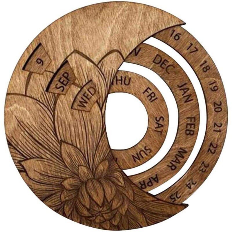 Wall Calendar, Perpetual Calendar, Wooden Wall Calendar, Adjustable Calendar Suitable for Home Office School