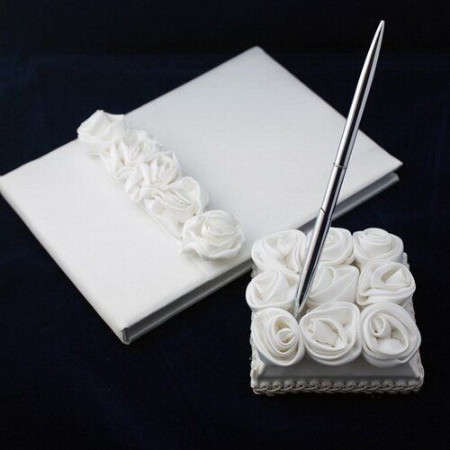 Luxe Rose Gevoerd Rose Bruiloft Gastenboek & Pen Set