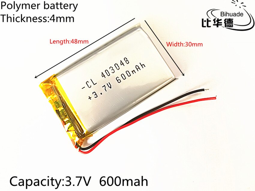 3.7v lithium-polymer-akkus (li-po, li-ion) 403048 600 mah für  mp3 mp4 mp5 gps-, psp- und bluetooth-fähige mobilgeräte
