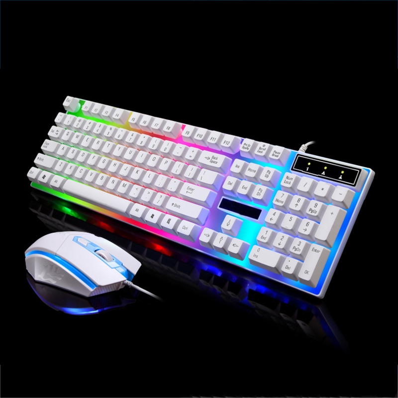 Gaming Keyboard Mouse Set Mechanical Wired USB Keyboard Mouse Set Backlight Keyboard +Mouse for PS4 Xbox One 360 Gaming: White