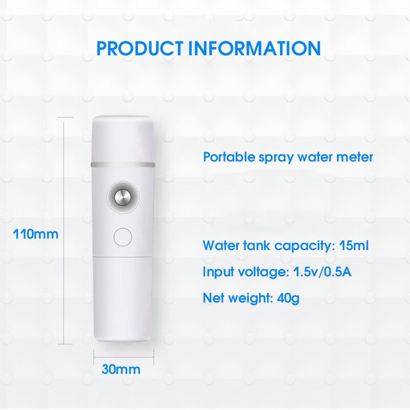 Eloole mini bærbar nano spray luftfugter ansigt damper fugtighedsgivende fugtgivende fin spray batteri magt uden tørre batterier