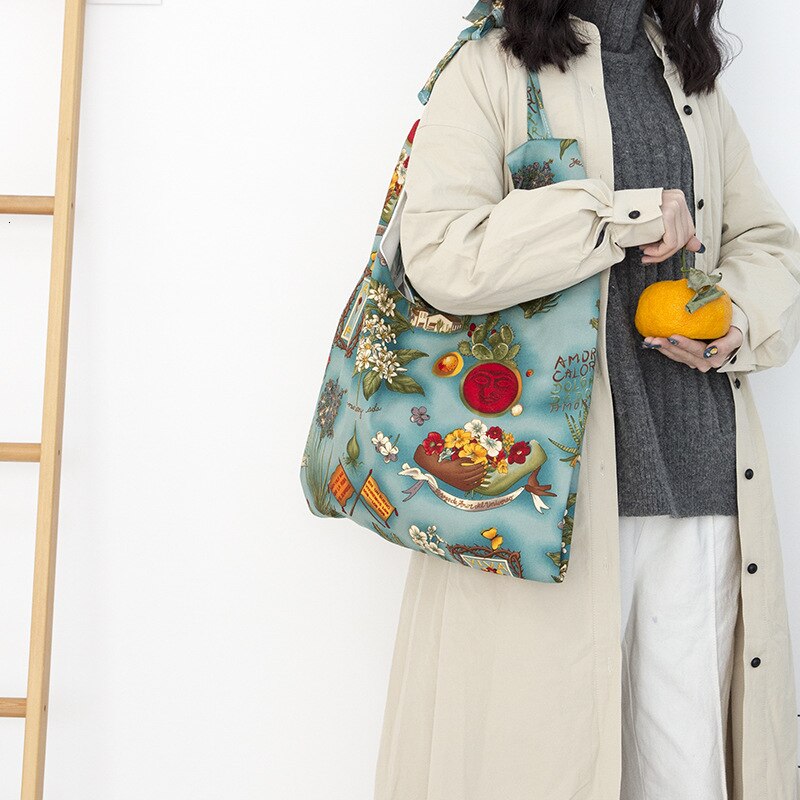 Cotton Shoulder Bag - Leopard Print - Zipper Pocket - Casual Tote - Women's Fashion