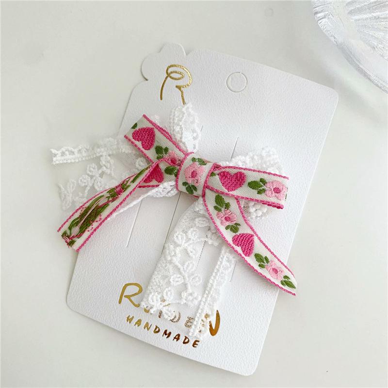 Épingle à cheveux en dentelle pour enfants petite fille pince à cheveux latérale Style ethnique chapeaux tissu arc cheveux accessoires Clips pour les filles: 6