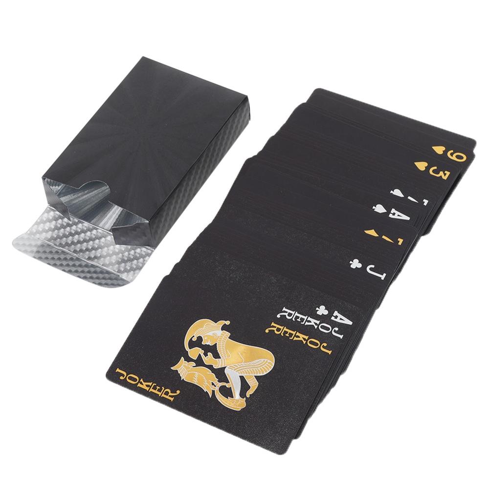 Vandtæt luksus plastik spillekort cool sort / rose-guld / sølv folie poker kort standard størrelse 52+2 poker i / udendørs spil: B
