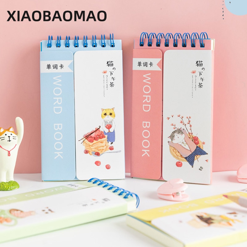 4PC Kawaii Foreign English Words Language Vocabulary Notebook Study Writing Reciting Book Planner Escolar Papelaria Stationery