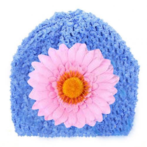 Kindermutsen baby lente herfst realistische zonnebloem holle haak elastische tulband muts muts foto prop zonnehoed buitenmuts кепка: Blauw