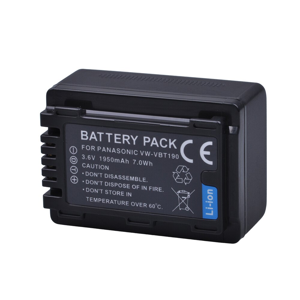 2pc 3.6V 1950mAH VW-VBT190 VW VBT190 Li-ion Battery for Panasonic VW-VBT380 VW VBT380 HC-V110 V130 V160 V180 V201 V210 V230 V250: 1 Battery