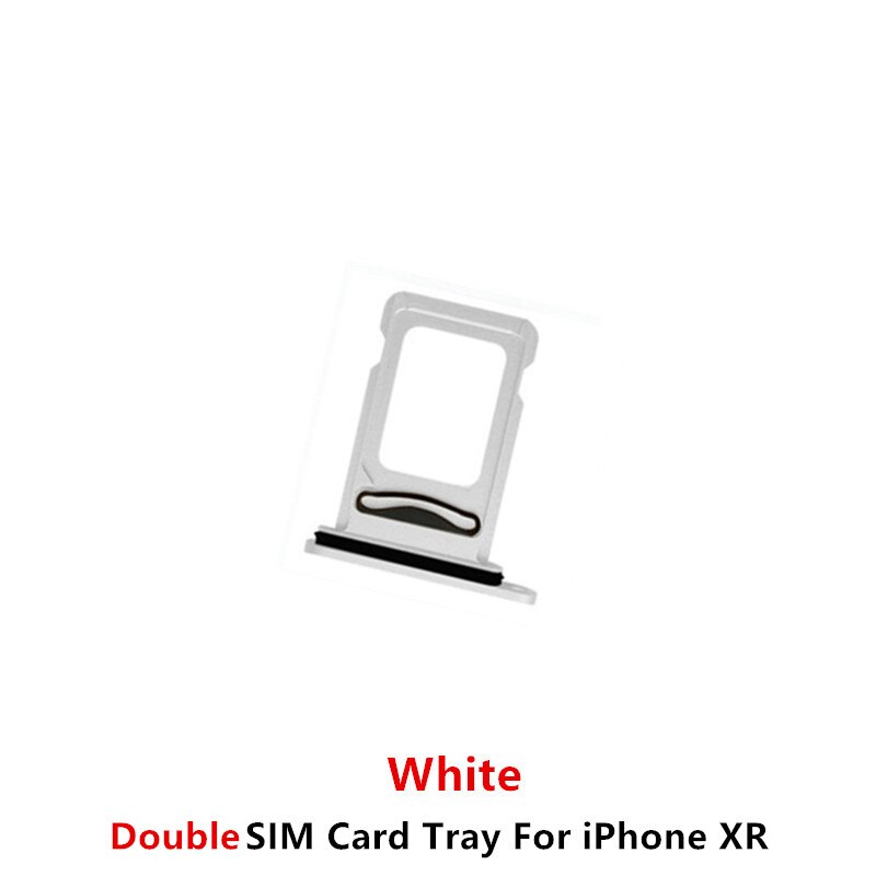 Single Double SIM Card Tray Holder Slot For iPhone XR SIM Holder Slot Tray Container Adapter Replacement Part: White Double SIM